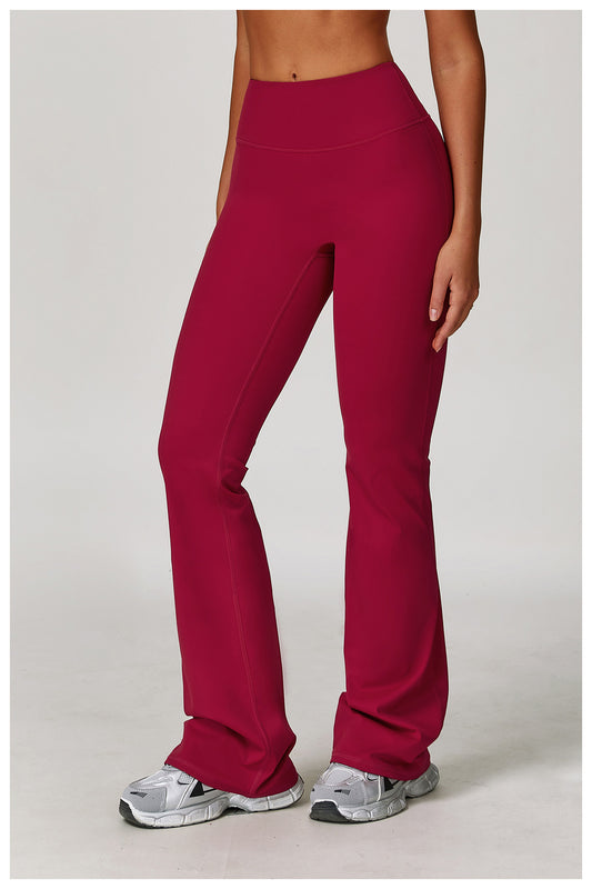 Brushed High Waist Yoga Trousers Tight Wide Leg Bell Bottoms Running Sports Fitness Bootcut Trousers - Iyanka