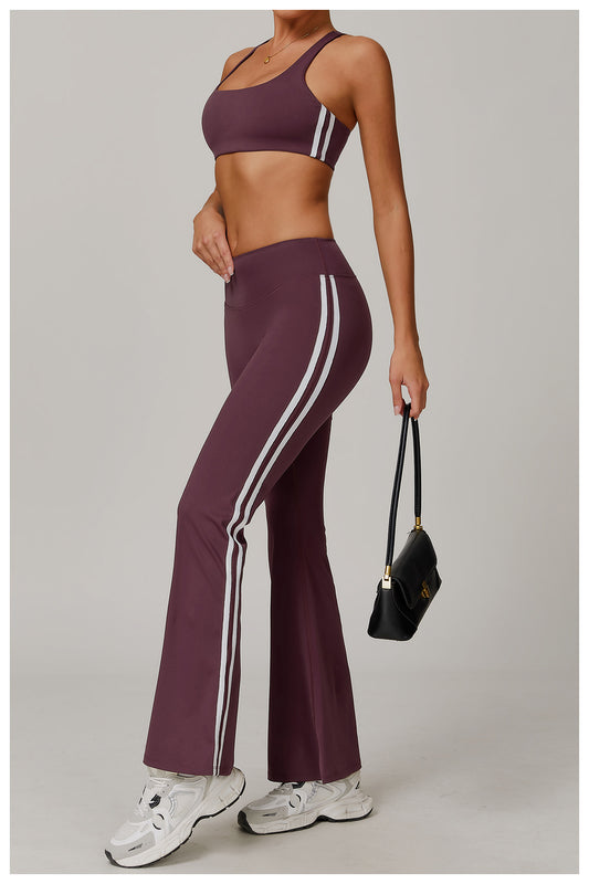 Nude Feel Sports Trousers Slightly Stretch Slimming Wide Leg Fitness Pants Quick Dry Casual Running Bell Bottom Pants - Iyanka