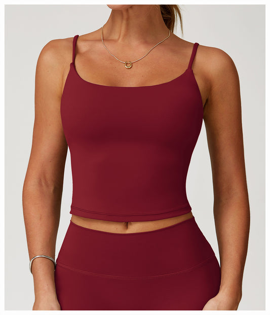 Brushed Yoga Vest Hollow Out Cutout Back Double Shoulder Strap Sports Vest Running Fitness Top Women - Iyanka