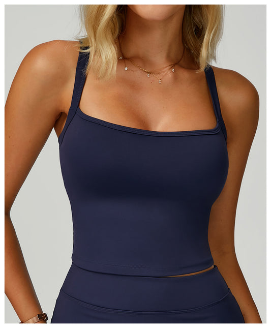 Double-Shoulder Strap Yoga Vest Nude Feel Beauty Back Slim Fit Sports Vest Outdoor Running Sports Workout Clothes - Iyanka