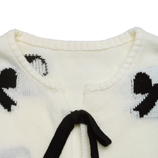Sweet Design Lace up Bow Pattern Women Sweater Cardigan - Iyanka