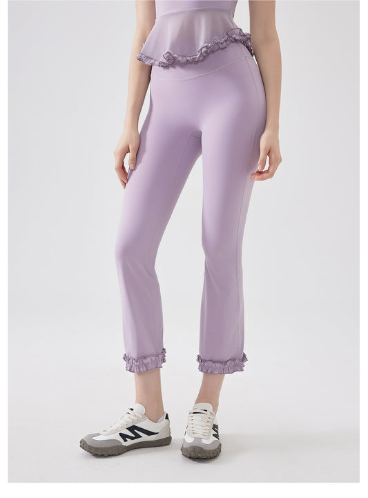 High Waist Lace Slimming Smoke Tube Cropped Pants Slim Fit Yoga Pants Women Hip Lifting Running Workout Pants Fitness Pants - Iyanka