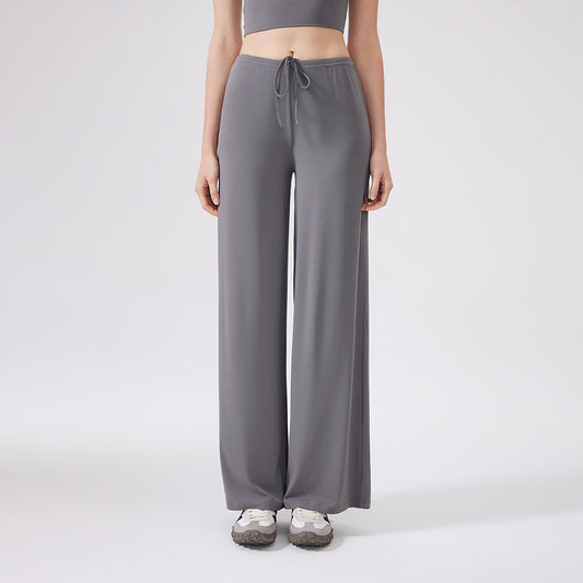 Cool Feeling Wide Leg Sports Trousers Antibacterial Loose Slimming Draping Effect Sports Pants Outdoor Running Yoga Pants Straight Leg Pants - Iyanka
