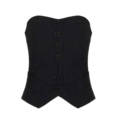 Women’s Summer Slim Fit Off-Shoulder Striped Tube Top – Asymmetric Hem