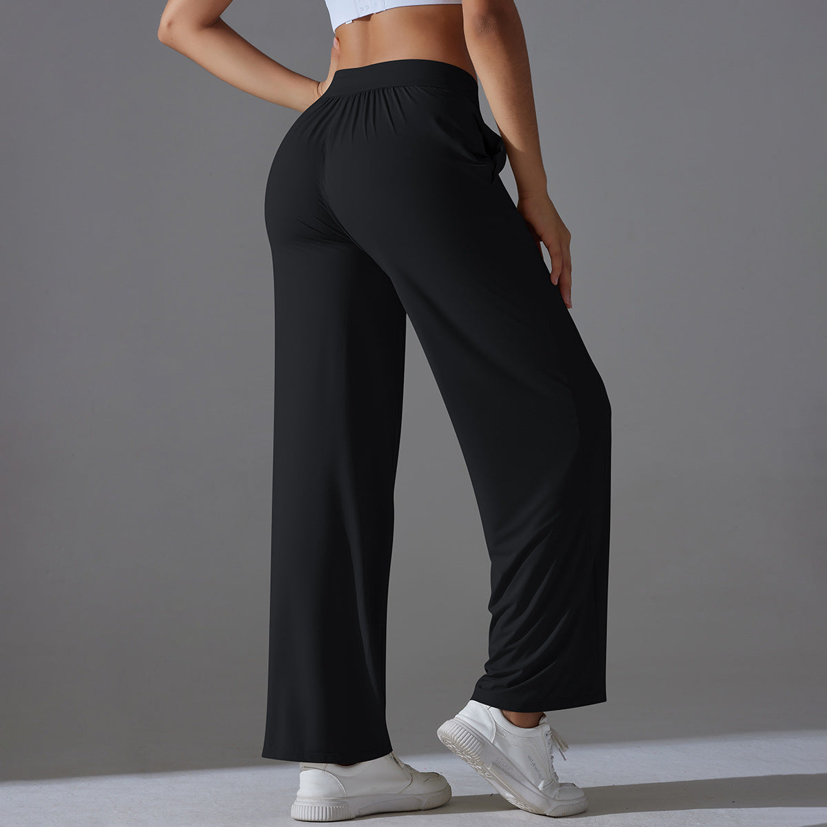 High Waist Cool Feeling Sun Proof Trousers Sports Drawstring Wide Leg Pants Loose Nude Feel Trousers All Matching Fitness Yoga Pants Women - Iyanka