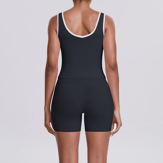 Cross High Top Sports Women Contrast Color Backless Tight Nude Feel Yoga Running Fitness Yoga Wear - Iyanka