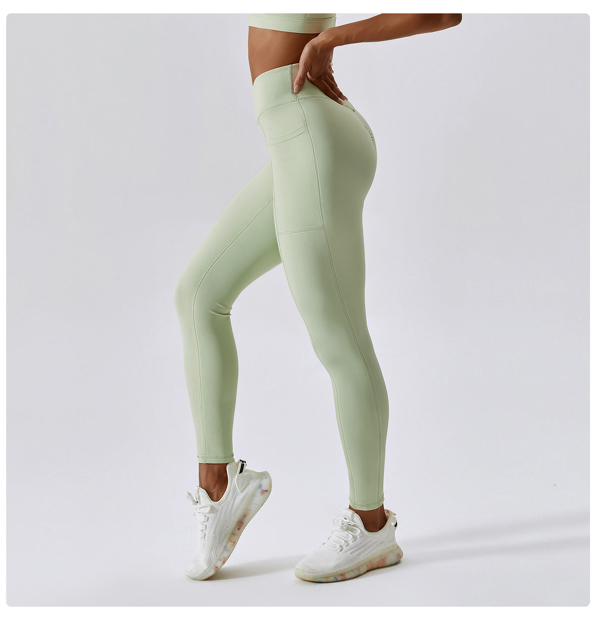 Nude Feel Yoga Pants Hip Lifting Pocket Quick Drying Fitness Pants Criss Cross Waist Head Skinny Running Sports Pants Women - Iyanka