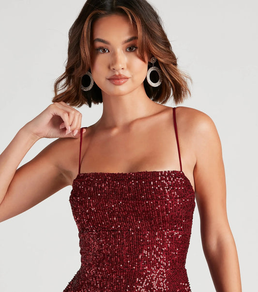 Summer Casual Sexy Sequined Suspender A line Dress Elegant