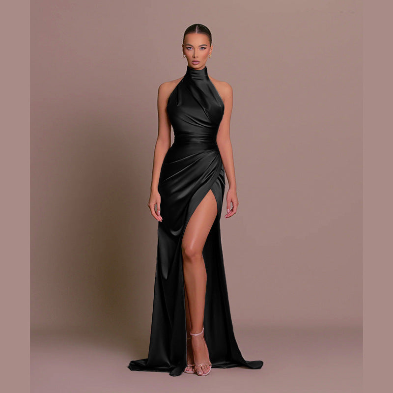 Halter Sleeveless Split Bottoming Dress Dress Autumn Stand Collar Dress - Iyanka