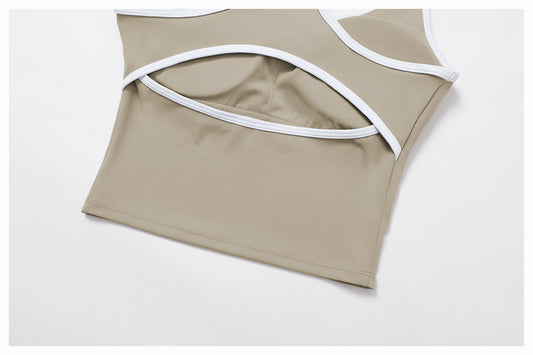 Contrast Color Binding Sports Vest Naked Women Feeling Hollow Out Cutout out Beauty Back Exercise Underwear Skinny Running Workout Clothes - Iyanka