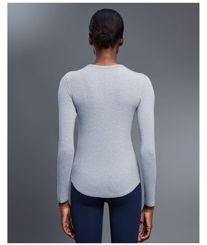 Soft Skin Friendly Sports T shirt Women Elastic Slim Fit Slimming Fitness Yoga Wear Long Sleeved Top - Iyanka