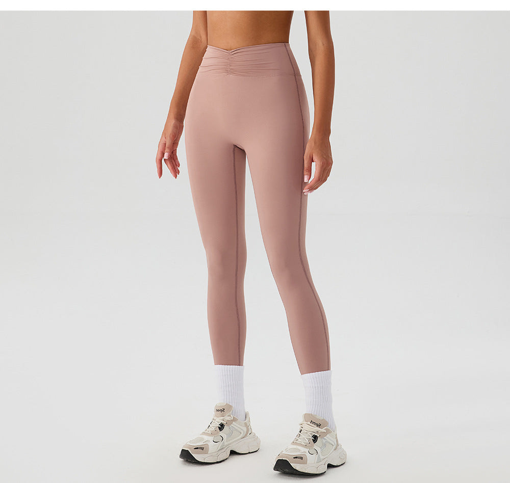 Nude Feel Yoga Pants Women Breathable Quick Drying Running Trousers Tight High Waist Hip Lifting Peach Exercise Workout Pants - Iyanka