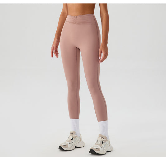 Nude Feel Yoga Pants Women Breathable Quick Drying Running Trousers Tight High Waist Hip Lifting Peach Exercise Workout Pants - Iyanka