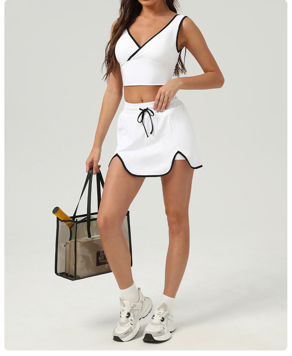 Summer Sports Casual Suit Running Exercise Vest Short Skirt Golf Suit Badminton Tennis Women - Iyanka