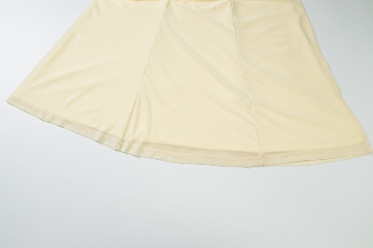 Women Clothing Summer Tube Top Slit Slim Fitting Solid Color Dress
