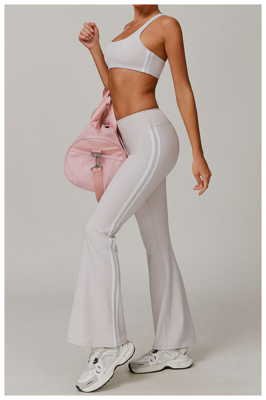 Nude Feel Sports Trousers Slightly Stretch Slimming Wide Leg Fitness Pants Quick Dry Casual Running Bell Bottom Pants - Iyanka
