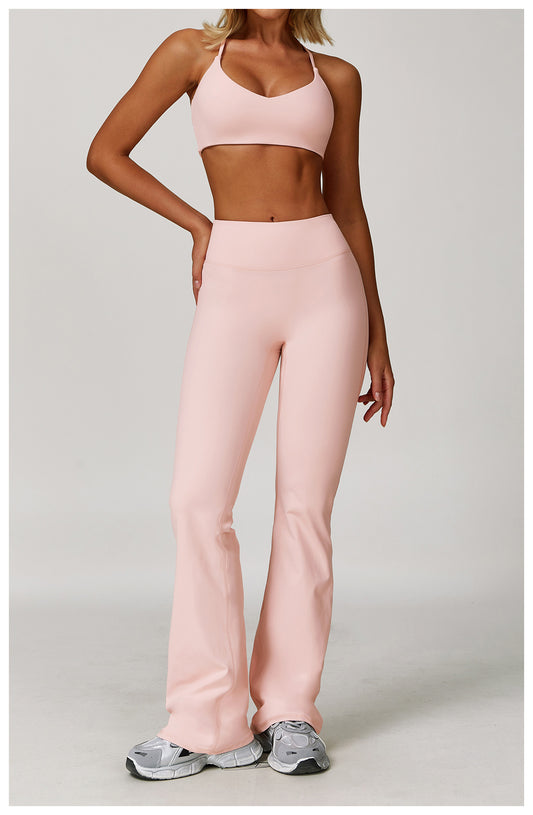 Brushed High Waist Yoga Trousers Tight Wide Leg Bell Bottoms Running Sports Fitness Bootcut Trousers - Iyanka