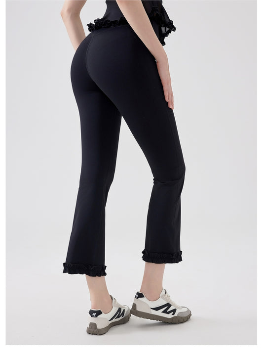 High Waist Lace Slimming Smoke Tube Cropped Pants Slim Fit Yoga Pants Women Hip Lifting Running Workout Pants Fitness Pants - Iyanka