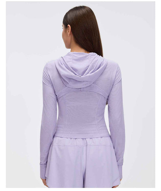 Breathable Mesh Hooded Yoga Jacket Naked Women Sense Slim Fit Slimming Zipper Running Sports Fitness Jacket
