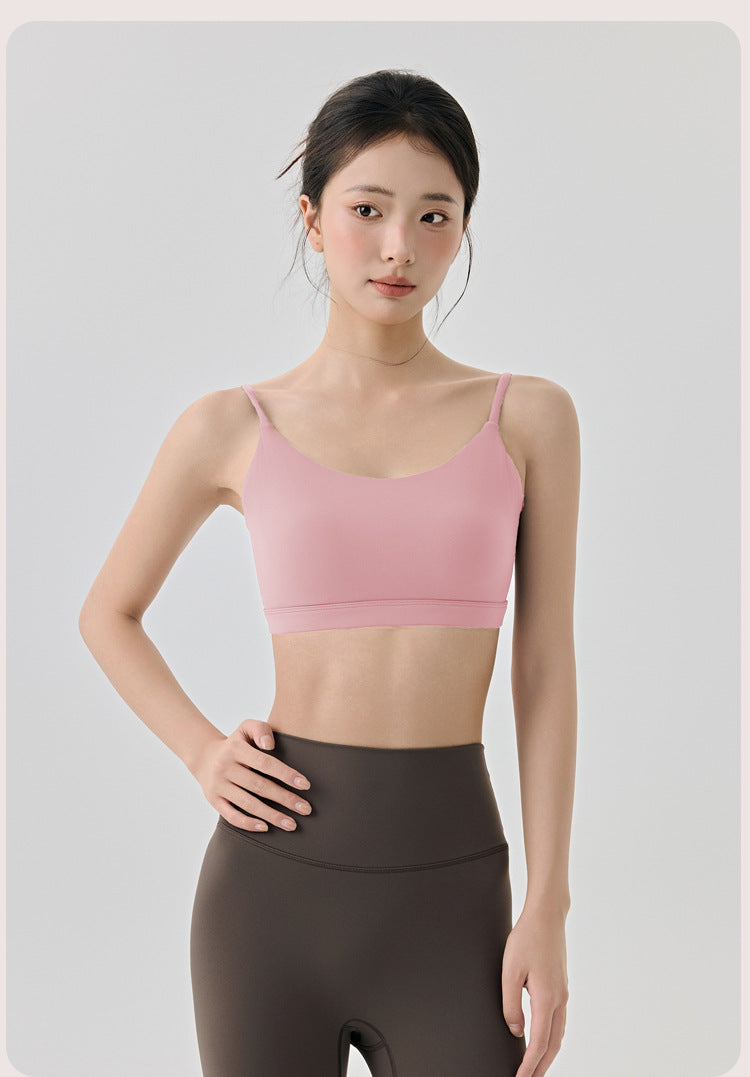 Beauty Back Yoga Underwear Semi Fixed Diamond Cup Women Spaghetti Strap Sports Fitness Clothes Bra - Iyanka
