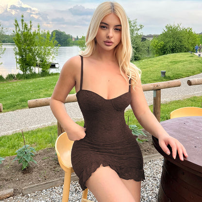 Summer Women Clothing Sexy Lace Stitching Slip Dress Slim Fit Sheath Dress