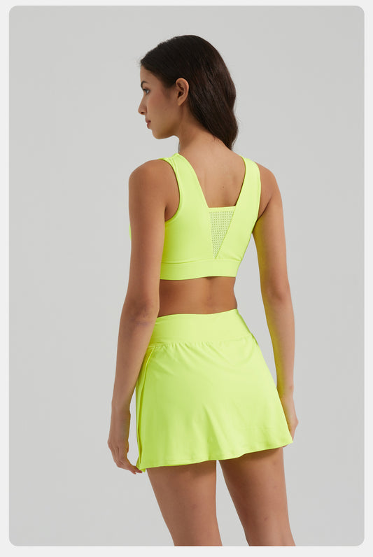 Sports Two Piece Sets Women Yoga Clothes Sports Vest Breathable Slim Fit Anti Exposure High Waist Slimming Tennis Yoga Skirts Women - Iyanka