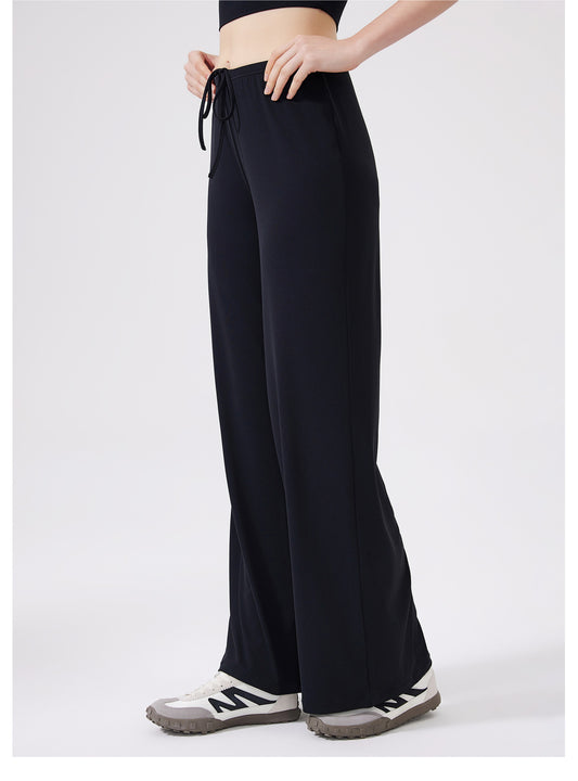 Cool Feeling Wide Leg Sports Trousers Antibacterial Loose Slimming Draping Effect Sports Pants Outdoor Running Yoga Pants Straight Leg Pants - Iyanka