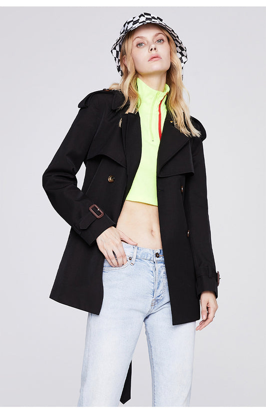 Trench Coat for Women Autumn Winter Women Overcoat Double Breasted Short Coat for Women - Iyanka