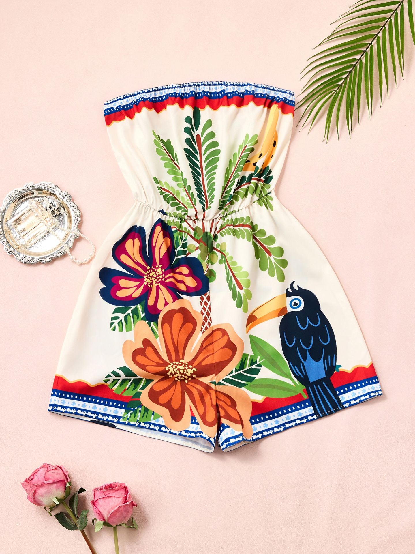 Printed Jumpsuit High Waist Sexy Tube Top Sleeveless Backless Jumpsuit - Iyanka