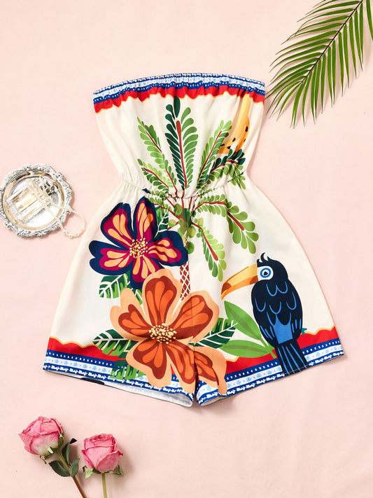 Printed Jumpsuit High Waist Sexy Tube Top Sleeveless Backless Jumpsuit - Iyanka