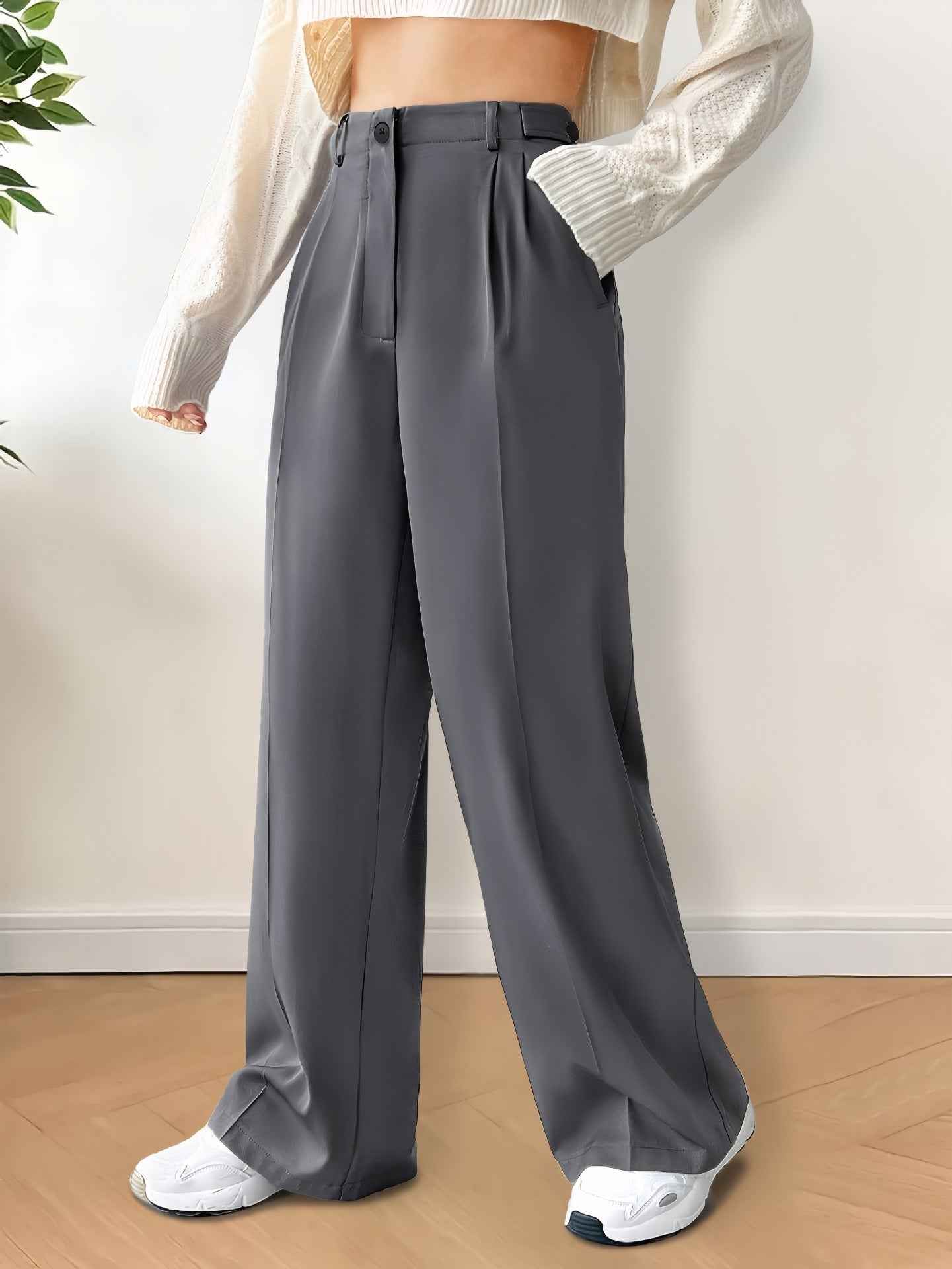 Office Professional High Waist Wide Leg Cigarette Pants