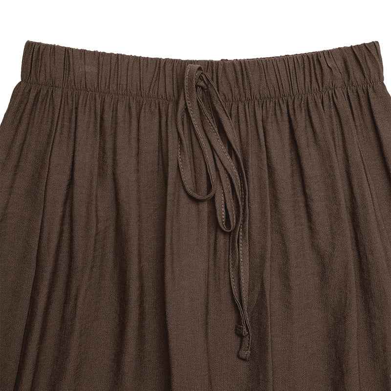 Casual Simple Lace up Embroidery Solid Color Loose Wide Leg Pants Thin Women