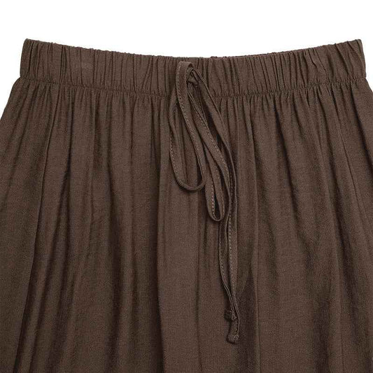 Casual Simple Lace up Embroidery Solid Color Loose Wide Leg Pants Thin Women