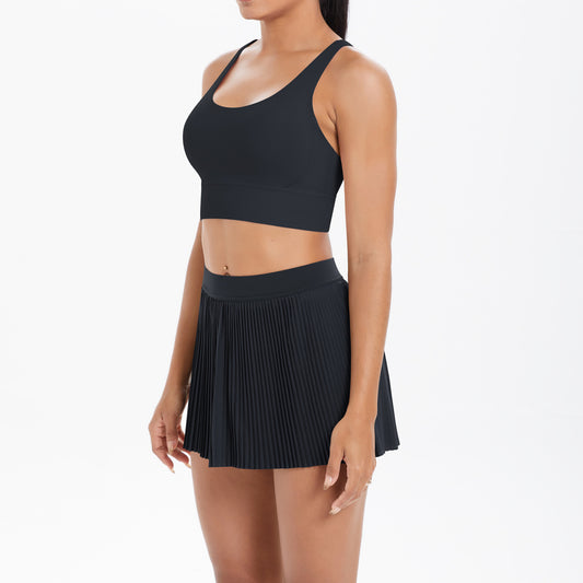 Yoga Wear Sexy Beauty Back Sports Bra Anti Exposure Breathable Tennis Skirt Tight Culottes Fitness Set Women - Iyanka