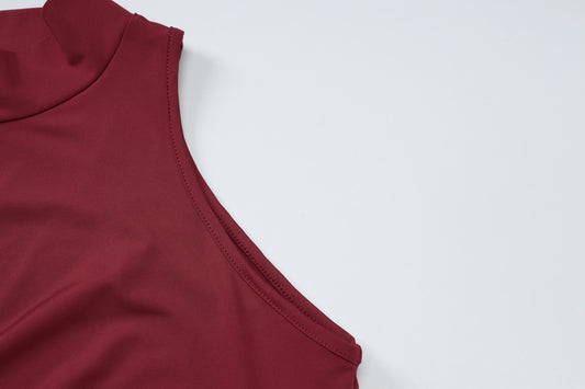 Summer Women Clothing Turtleneck Sleeveless Sexy Backless Slim Fit Waist Tight Dress