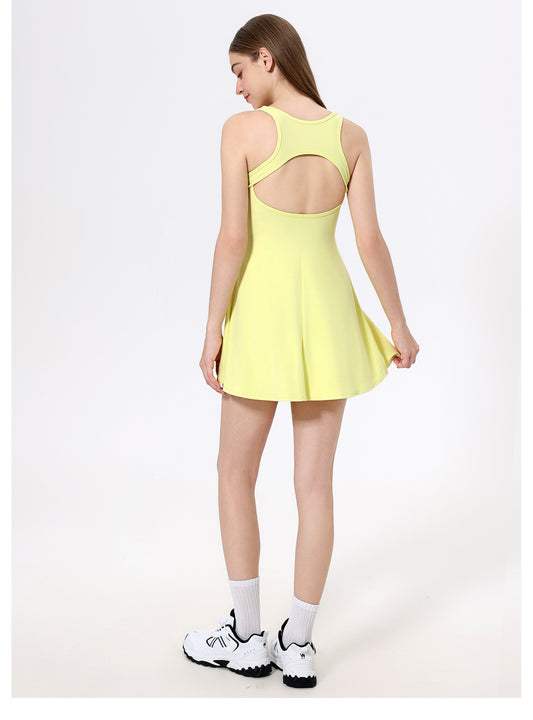 Two Piece Sets Nude Feel Sports Dress Back Shaping Safety Leggings Outdoor Running Fitness Tennis Skirt - Iyanka