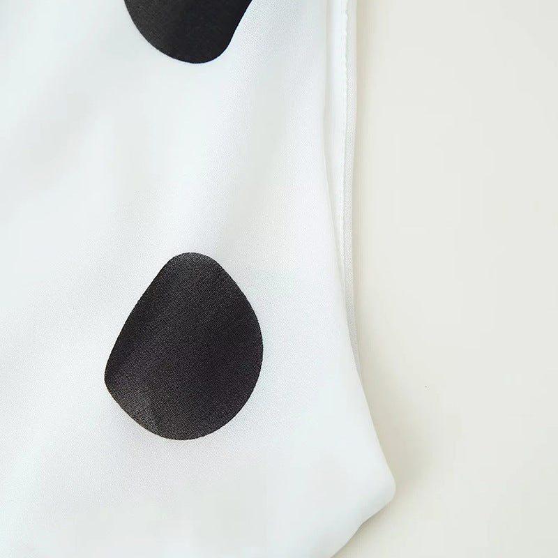 French Polka Dot Sweet Sexy Women ummer Halter Sleeveless Vest High Waist Flounced Skirt Set - Iyanka