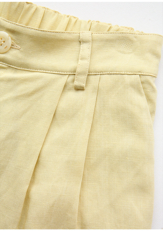 Summer Tencel Linen Shorts Women Slimming High Waist Pants Linen Elastic Waist Solid Color Casual Pants - Iyanka