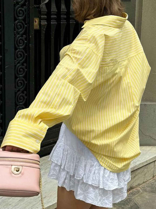 Women’s Autumn Casual Striped Button-Up Long Sleeve Shirt