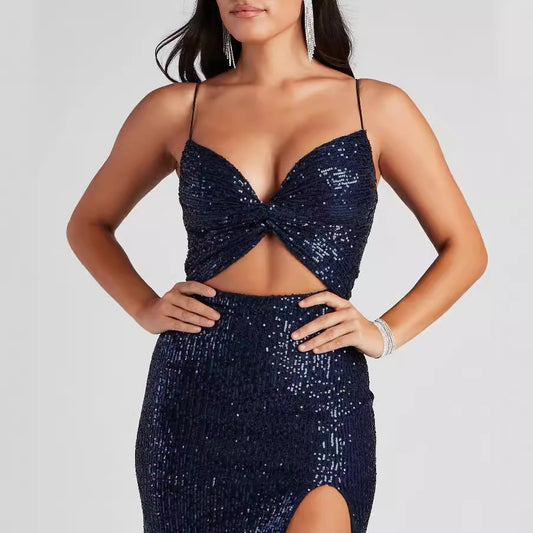Women Cocktail Nightclub Club Beaded Elegant Sequin Dress - Iyanka