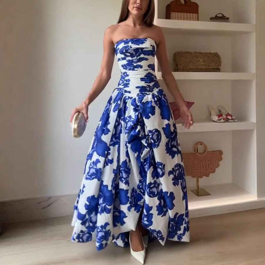 french-socialite-dress-tube-top-high-waist-pleated-design-pettiskirt-women-dress