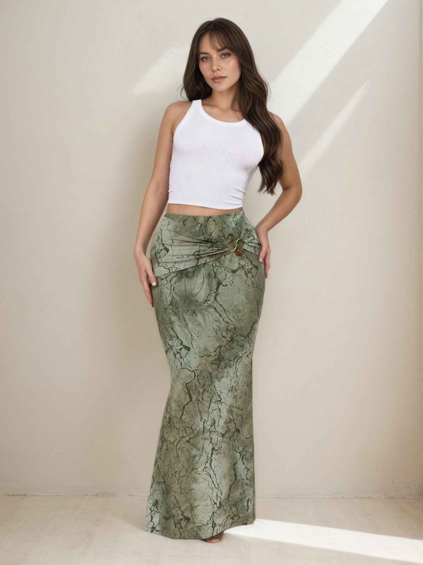 Retro Print Skirt Summer Niche Characteristic Sexy Slim Sheath Dress