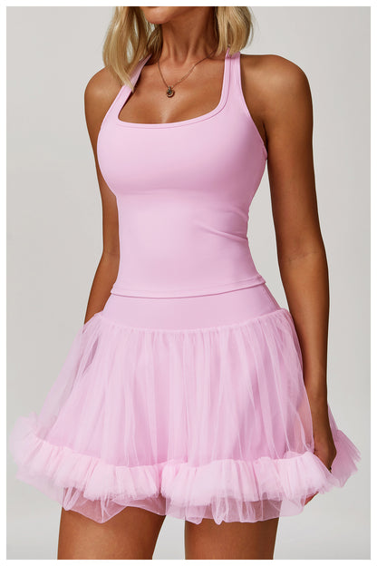 Summer Anti Exposure Base High Waist Tennis Skirt Casual A line Skirt Mesh Sports - Iyanka