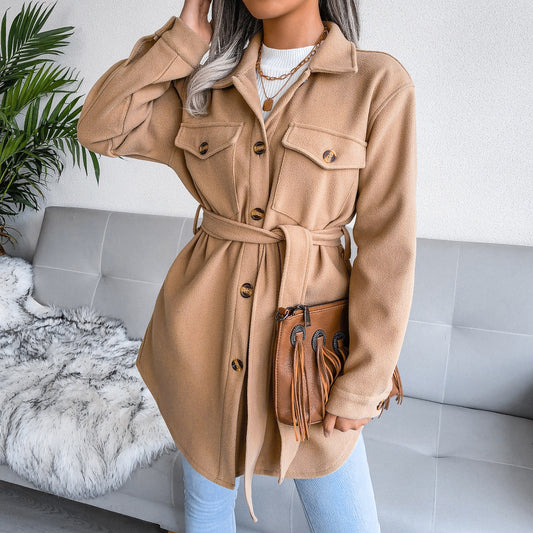 Autumn Winter Single Breasted Woolen Coat Outerwear Women Clothing - Iyanka