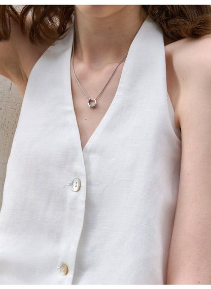 Elegance Retro V neck Halter Sling Women Tencel Linen Bare Back Lace up Sleeveless Top Linen Sexy Vest Summer - Iyanka
