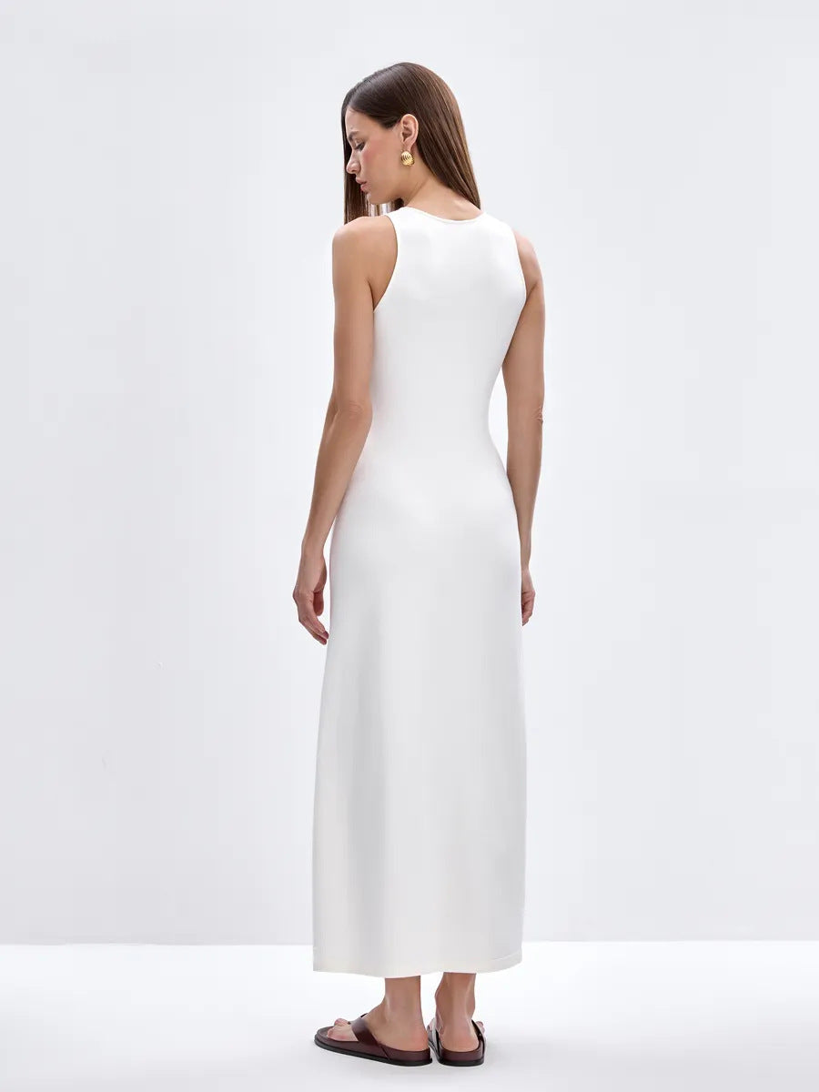 Vest Woolen Dress Long Elegant Split Tight Dress