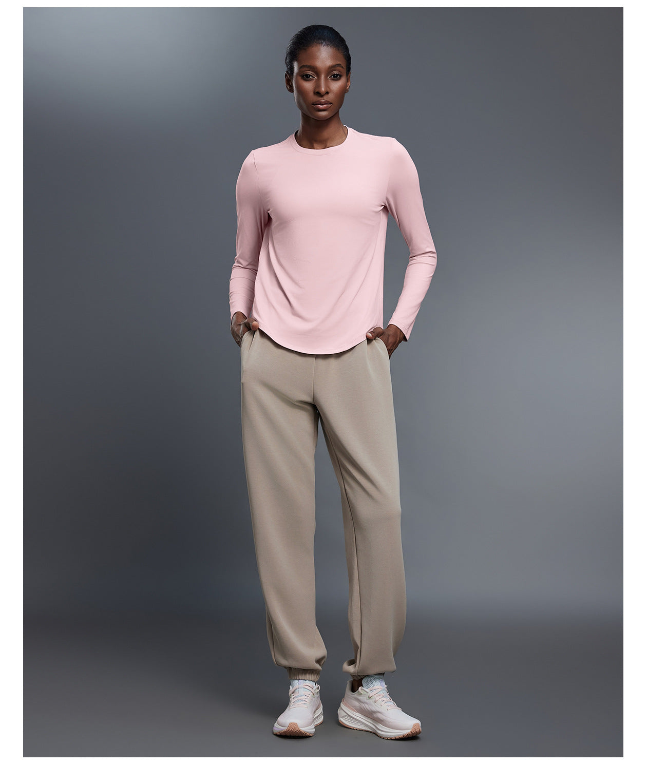Autumn Crew Neck Yoga Clothes T shirt Loose Slimming Workout Top Casual All Match Sports Long Sleeve Women - Iyanka