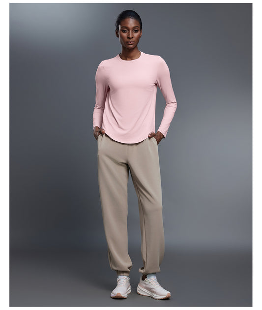 Autumn Crew Neck Yoga Clothes T shirt Loose Slimming Workout Top Casual All Match Sports Long Sleeve Women - Iyanka