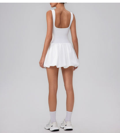 Fitness Draped Dress Faux Two Pieces Anti Wardrobe Malfunction Base Pockets Dress Sports Yoga Tennis Dress Women - Iyanka