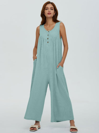 Autumn Winter Women Fresh Casual Women Pocket Jumpsuit - Iyanka